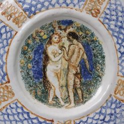 Ceramiques, Porcelaines | Galerie Latham Adam Et Eve Grand Plat En Faience De Maurice Savin (1894-1973)