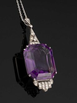 Bijouterie, Joaillerie | SeblAntic Pendentif Art Deco En Platine, Diamants Et Amethyste