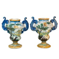 Regence | Bils Céramiques Paire De Vases En Faience De Naples Ou Terchi - Debut Du Xviiie Siecle