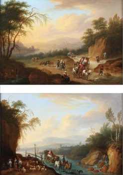 Xviiie Siecle | Jan Muller Deux Paysages Animes - Joseph Orient (1677-1747)