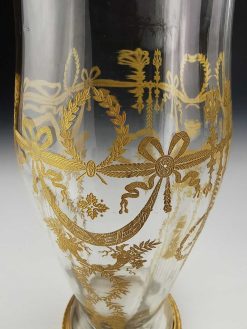 Verrerie, Cristallerie | L'orfèvrerie lyonnaise Paire De Grands Vases Rouleau En Cristal Et Laiton Dore