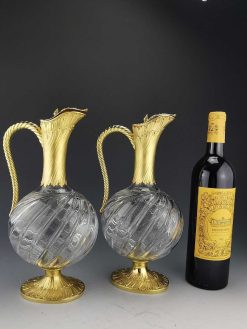 Argenterie Et Orfevrerie | L'orfèvrerie lyonnaise Odiot - Paire De Carafes En Cristal Taille Et Vermeil