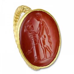 Bijouterie, Joaillerie | Matthew Holder Bague En Or Avec Une Intaille En Cornaline D'Hermes Kriophoros, 1Er Siecle Av Jc