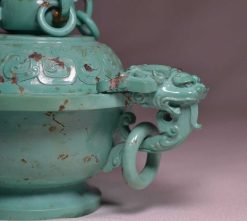 Arts D'Asie | Conservatoire Sakura Brule-Parfums En Turquoise Sculptee De Dragons, Chine Periode Qing