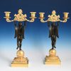 Empire | Limburg Antiquairs Paire De Chandeliers En Bronze Dore Et Patine Vers 1820