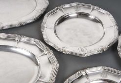 Argenterie Et Orfevrerie | Emmanuel Redon Silver Fine Art Gustave Odiot Set De Dix Plats En Argent Massif Xixe Siecle