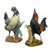 Ceramiques, Porcelaines | Galerie Origines Paul Comolera - Couple Coq Et Poule En Barbotine