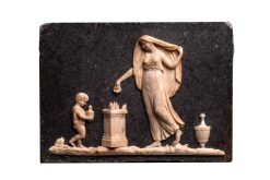 Sculpture | Cavagnis Lacerenza Bas-Relief Neoclassique En Marbre Italie 19E Siecle