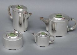 Annees 50-60 | Emmanuel Redon Silver Fine Art C. Fjerdingstad - Service A The Cafe Moderniste En Argent Massif Circa 1950