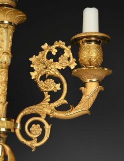 Restauration | Limburg Antiquairs Paire De Chandeliers A Quatre Lumieres En Bronze Dore Vers 1825