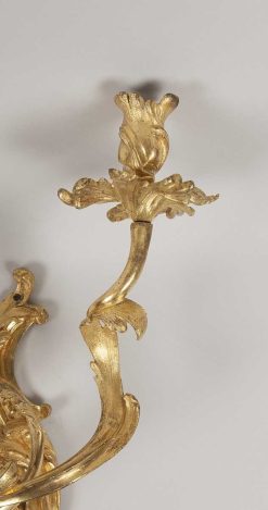 Louis Xv | Galerie Gilles Linossier Paire D'Appliques En Bronze Dore D'Epoque Louis Xv