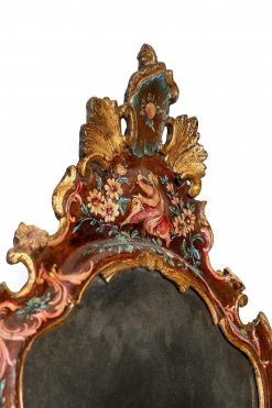 Miroirs, Trumeaux | Galleria Sinigaglia Miroir Venitien En Bois Laque Et Dore