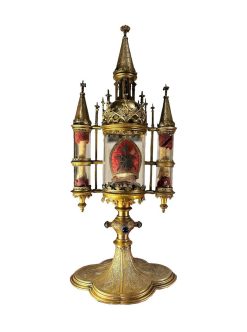 Art Sacre, Objets Religieux | Le jardin des Moines Monstrance Reliquaire Neo-Gothique A Trois Cylindres, 19E Siecle