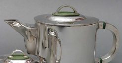 Annees 50-60 | Emmanuel Redon Silver Fine Art C. Fjerdingstad - Service A The Cafe Moderniste En Argent Massif Circa 1950