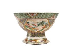 Arts D'Asie | Tora Tori Grande Coupe En Porcelaine Sur Pied-Douche De Kyoto