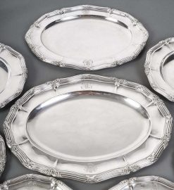 Argenterie Et Orfevrerie | Emmanuel Redon Silver Fine Art Gustave Odiot Set De Dix Plats En Argent Massif Xixe Siecle