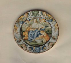 Louis Xiv | JM Béalu & Fils Assiette En Faience De Castelli Representant La Charite, Atelier Gentili Vers 1685-95