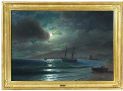 Nouveautes | Galerie PhC Ecole Russe Vers 1880. Une Baie En Crimee, Feodosia Au Clair De Lune