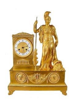 Restauration | Antiquaires Balzeau & Brion Pendule En Bronze Dore Representant Minerve, Debut Restauration