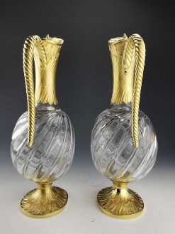 Argenterie Et Orfevrerie | L'orfèvrerie lyonnaise Odiot - Paire De Carafes En Cristal Taille Et Vermeil