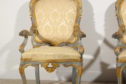 Sieges | Brozzetti Antichità Paire De Fauteuils Venitiens Du Xviiie Siecle En Bois Sculpte Dore Et Laque