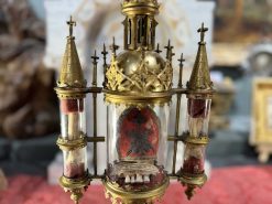 Art Sacre, Objets Religieux | Le jardin des Moines Monstrance Reliquaire Neo-Gothique A Trois Cylindres, 19E Siecle