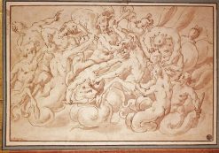 Renaissance | Galerie Tarantino Marco Marchetti Dit Marco Da Faenza (Ca. 1528 - 1588), Combat De Tritons