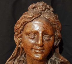 Art Sacre, Objets Religieux | Guillemette Vernay Chantrel Buste Reliquaire D'Une Femme En Noyer Sculpte, Italie Fin Xvie, Debut Xviie Siecle