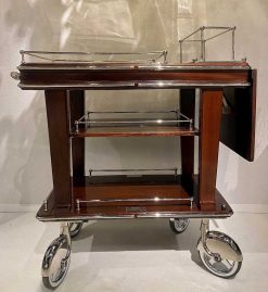 Art Deco | Robin Kowalski Antiques Chariot-Bar En Metal Chrome Et Bois Laque Par Henri Beard