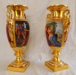 Empire | GSLR Antiques Paire De Vases Empire En Porcelaine De Paris