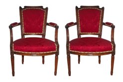 Louis Xvi | Didascalies Paire De Fauteuils A Chapeau De Gendarme, Epoque Louis Xvi