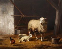 Xixe Siecle | Jan Muller Moutons Et Poule Dans Leur Etable - Eugene Verboeckhoven (1789-1881)