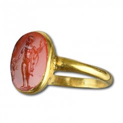 Xviie Siecle | Matthew Holder Bague En Or Sertie D'Une Intaille En Cornaline Du Dieu Romain Mercure