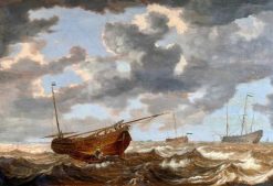 Nouveautes | Arte Fact Fine Art Mer Agitee Avec Des Bateaux, Marine Hollandaise Du Xviie Siecle