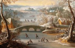 Louis Xiv | Galerie FC Paris Paysage D'Hiver Avec Patineurs Sur Une Riviere Gelee, Ecole Hollandaise Xviie Siecle