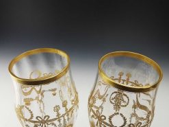 Verrerie, Cristallerie | L'orfèvrerie lyonnaise Paire De Grands Vases Rouleau En Cristal Et Laiton Dore