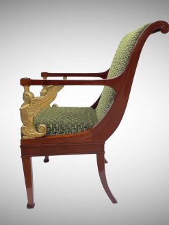 Empire | Galerie Maxime Fustier Fauteuil A Chassis En Acajou Et Bois Dore D' Epoque Empire