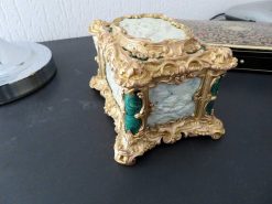 Objets De Vitrine | Antiquités Biau Boite En Malachite, Bronze Et Porcelaine Epoque Napoleon Iii