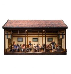 Objets De Curiosite | Spectandum Maquette Du 19E Siecle D'Un Atelier Chinois Comportant 17 Figures En Terre Cuite