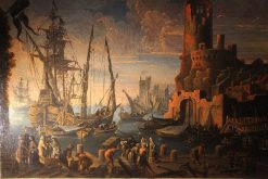 Louis Xiv | Didascalies Scene De Port, Ecole Italienne Vers 1700