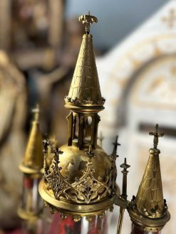 Art Sacre, Objets Religieux | Le jardin des Moines Monstrance Reliquaire Neo-Gothique A Trois Cylindres, 19E Siecle