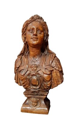 Art Sacre, Objets Religieux | Guillemette Vernay Chantrel Buste Reliquaire D'Une Femme En Noyer Sculpte, Italie Fin Xvie, Debut Xviie Siecle