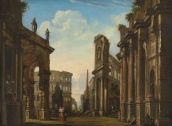 Xviiie Siecle | Galerie Thierry Matranga Caprice Architectural Romain Ecole De Giovanni Paolo Panini Xviiie Siecle