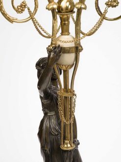 Louis Xvi | Christophe Havas Paire De Candelabres Louis Xvi En Bronze Patine Et Dore