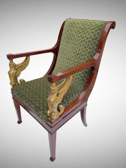 Empire | Galerie Maxime Fustier Fauteuil A Chassis En Acajou Et Bois Dore D' Epoque Empire