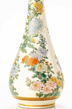 Xixe Siecle | Mastromauro Japanese Art Vase Satsuma A Decor D'Un Jardin De Chrysanthemes