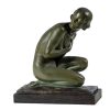 Art Deco | Galerie Origines Lucien Alliot (1877-1967), Femme Accroupie, Bronze Art Deco