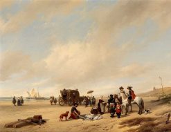 Nouveautes | Antichità Castelbarco La Plage De Scheveningen, Hubertus Van Hove (La 1814 -1865)