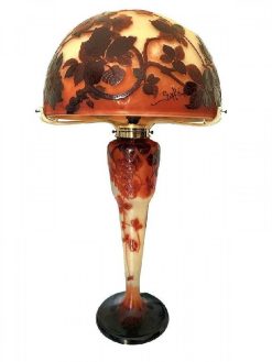 Art Nouveau | Antiquités Art Nouveau Emile Galle - Grande Lampe Champignon Art Nouveau 