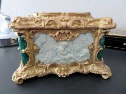 Objets De Vitrine | Antiquités Biau Boite En Malachite, Bronze Et Porcelaine Epoque Napoleon Iii